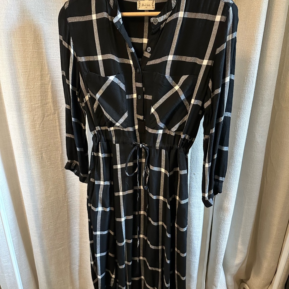 Black and White Plaid Women's Dress